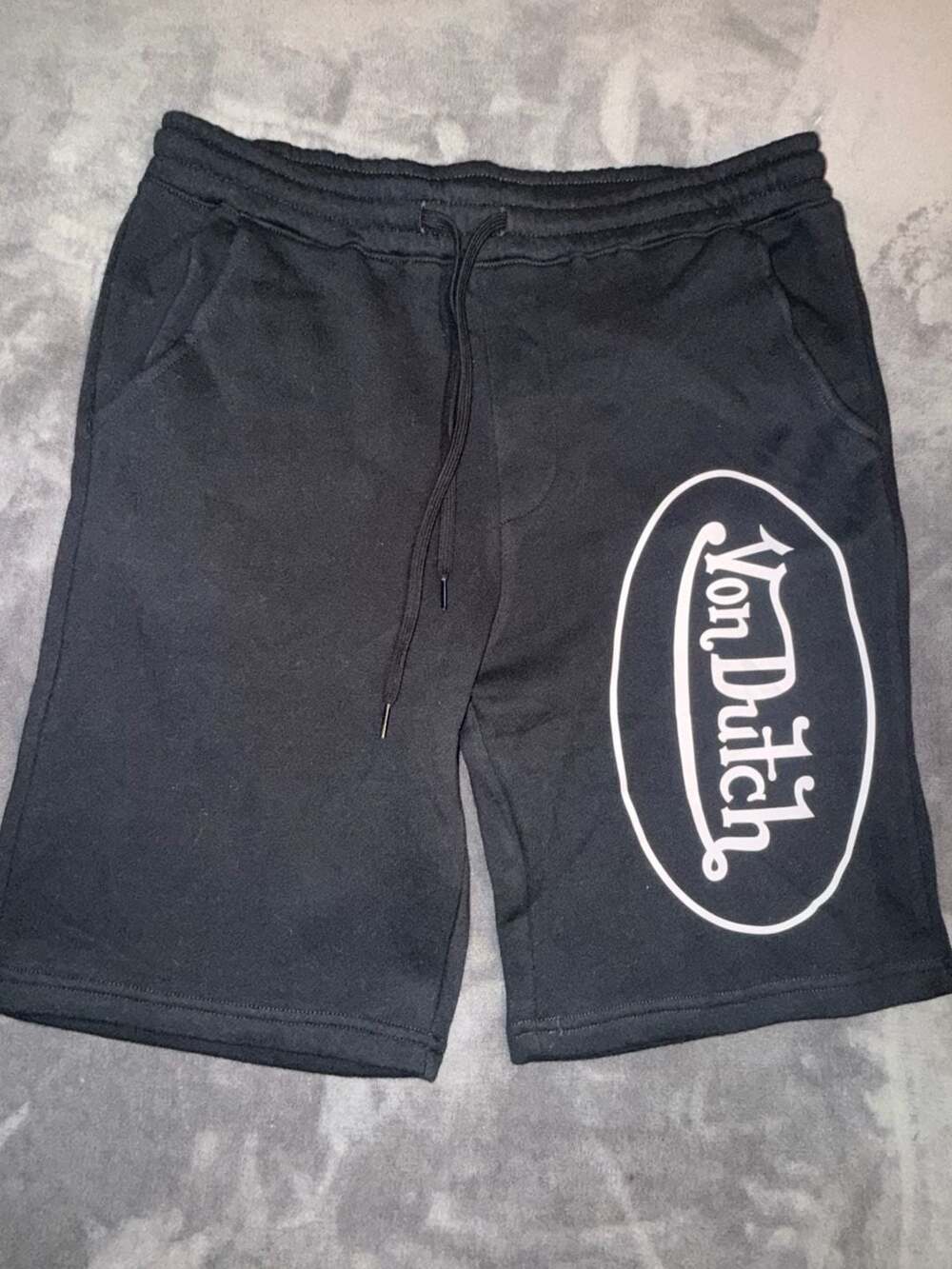 Von Dutch Men's Big Logo Black Sweat Shorts Size L
